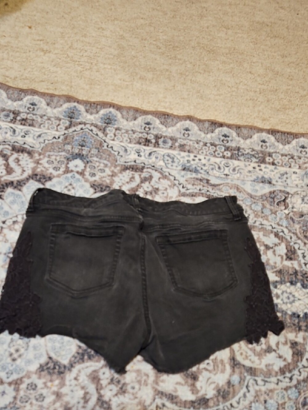 torrid Black Washed Denim Shorts with Lace Panels - Picture 5 of 7